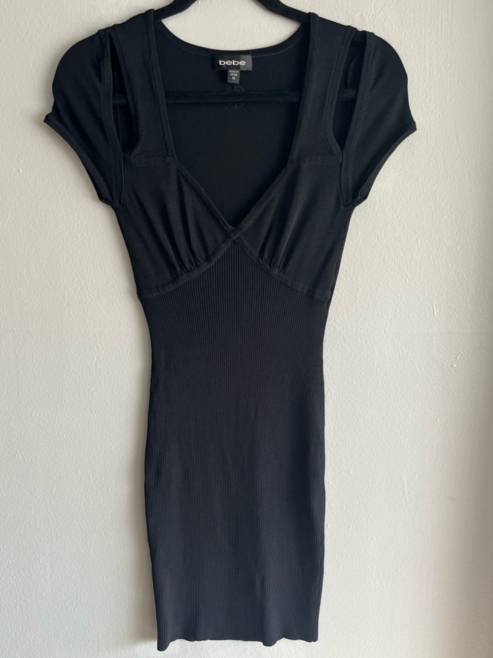 Vintage Bebe Rib-Knit Bandage Dress